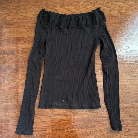 Free People Black Mesh Detail Top - Picture 1 of 6